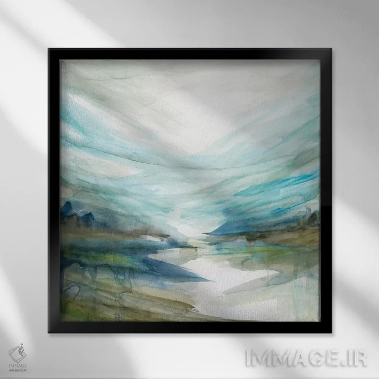 تابلو انعکاس نرم رودخانه اثر کارول رابینسون - نمای قابدار مشکی