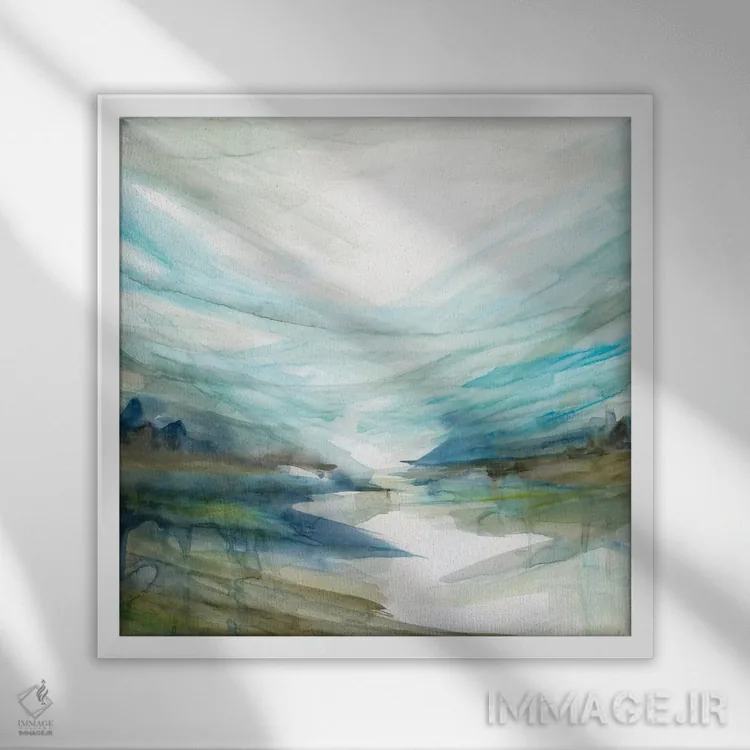 تابلو انعکاس نرم رودخانه اثر کارول رابینسون - نمای قابدار سفید