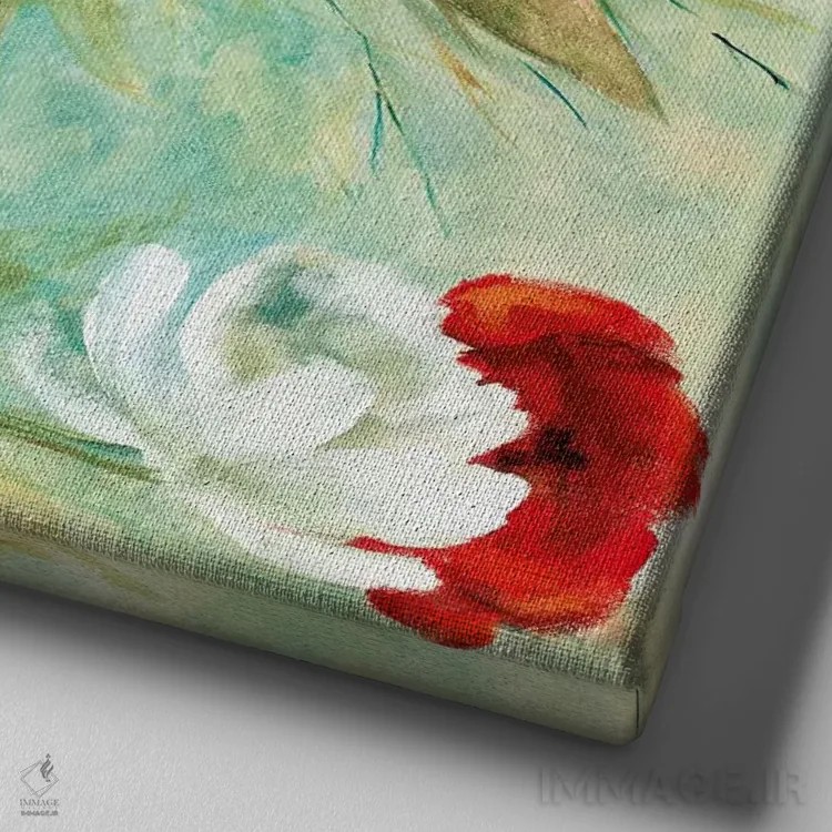 تابلو دستهگل پرنشاط ۱ اثر کارول رابینسون - نمای نزدیک بافت بوم