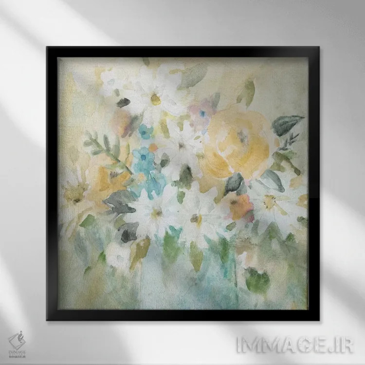 تابلو دسته گل مروارید اثر کارول رابینسون - نمای قابدار مشکی