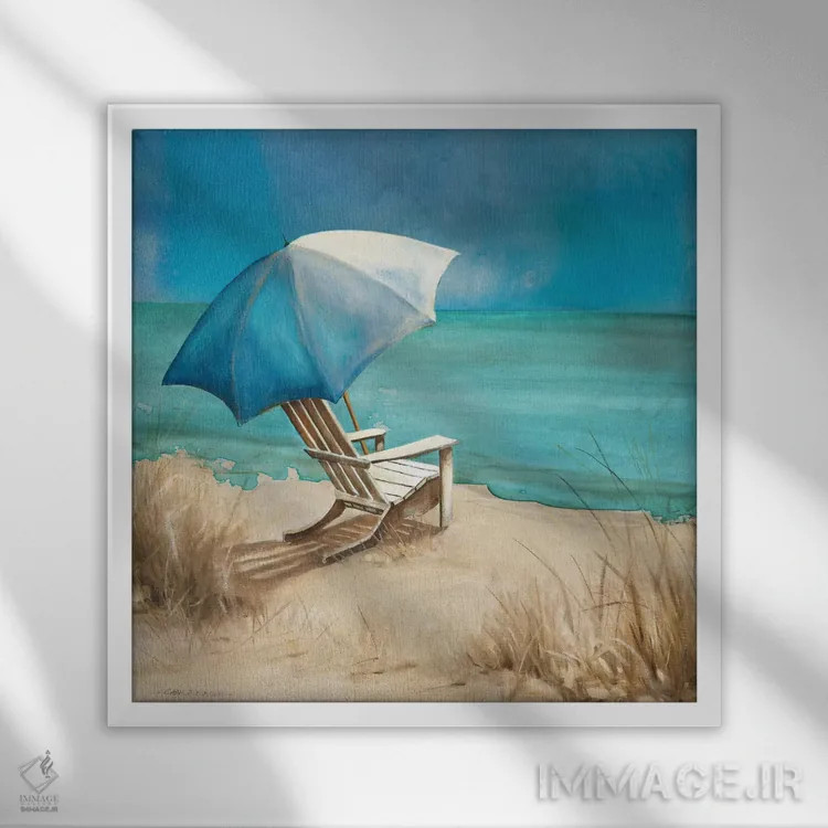 تابلو ساحل دلری ۱ اثر کارول رابینسون - نمای قابدار سفید