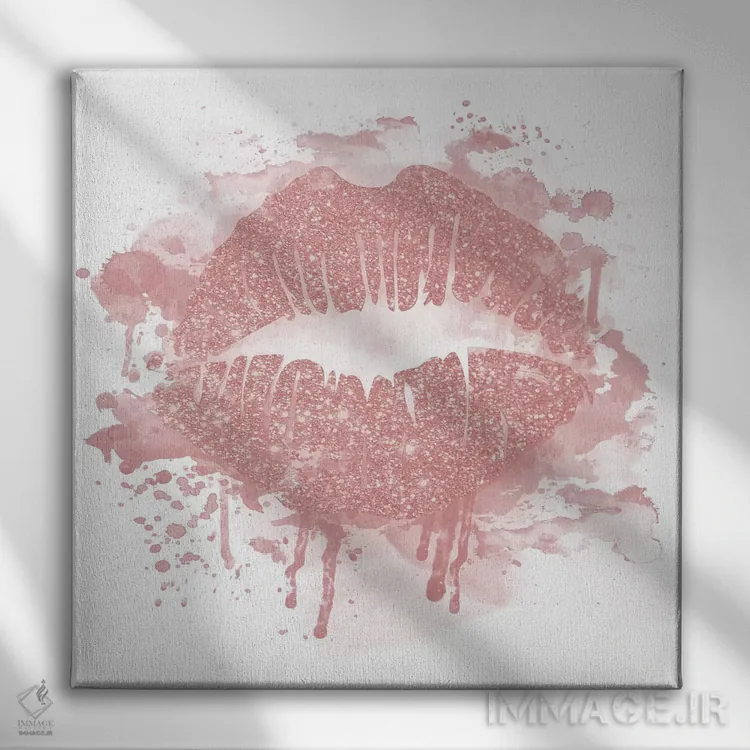 تابلو لبهای رزگلد اثر ناتالی کارپنتری - نمای روبهرو روی دیوار