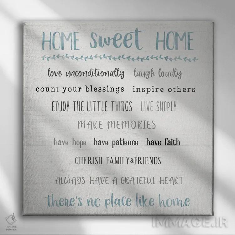 تابلو قوانین خانه عزیز من اثر ناتالی کارپنتری - نمای روبهرو روی دیوار