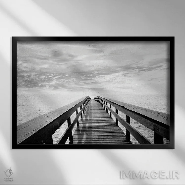 تابلو انعکاسهای اسکله اثر ناتالی کارپنتری - نمای قابدار مشکی