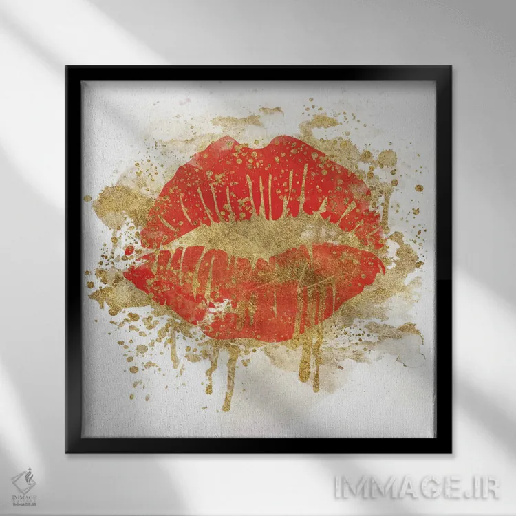 تابلو بوسههای قرمز اثر ناتالی کارپنتری - نمای قابدار مشکی