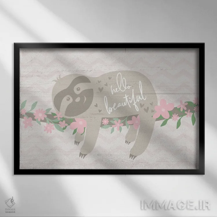 تابلو تنبلی گلدار اثر ناتالی کارپنتری - نمای قابدار مشکی