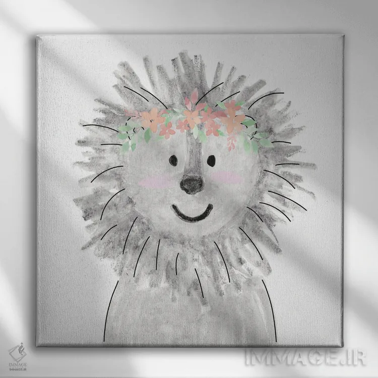 تابلو شیر بامزه اثر ناتالی کارپنتری - نمای روبهرو روی دیوار