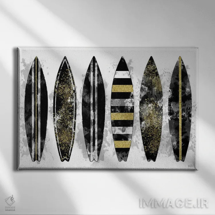 تابلو موج طلایی اثر ناتالی کارپنتری - نمای روبهرو روی دیوار