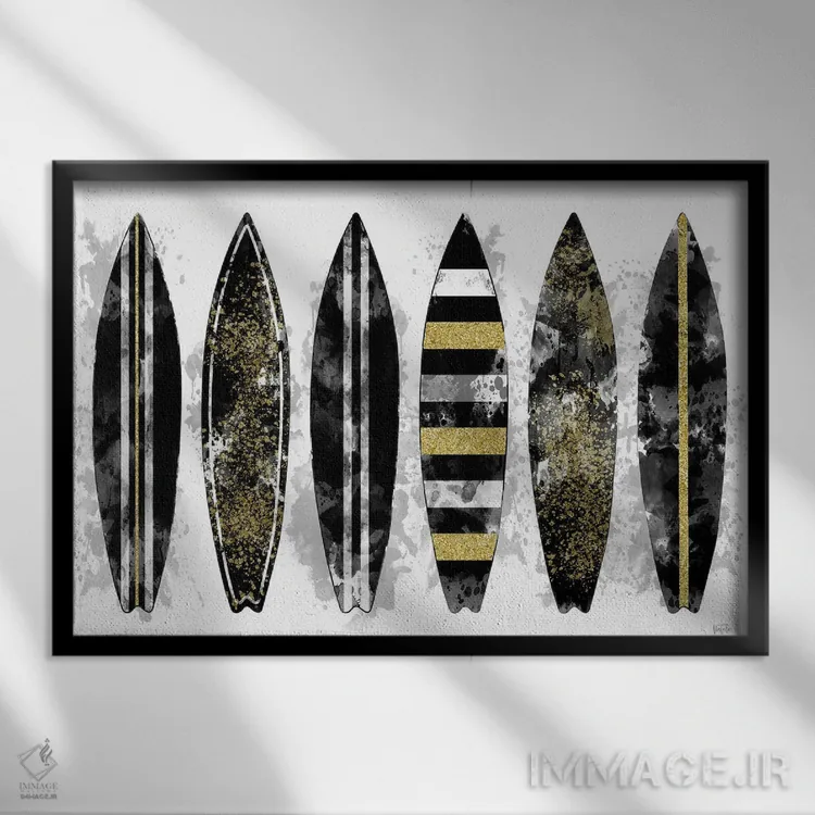 تابلو موج طلایی اثر ناتالی کارپنتری - نمای قابدار مشکی