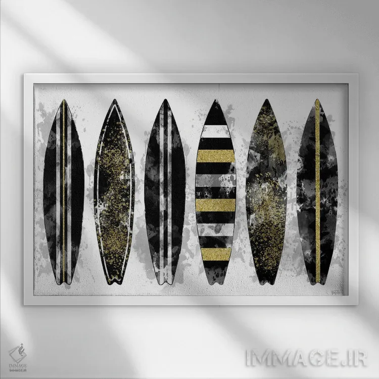 تابلو موج طلایی اثر ناتالی کارپنتری - نمای قابدار سفید