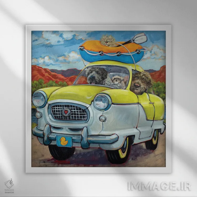 تابلو گربهها دور شدند اثر سیآر تاونسند - نمای قابدار سفید