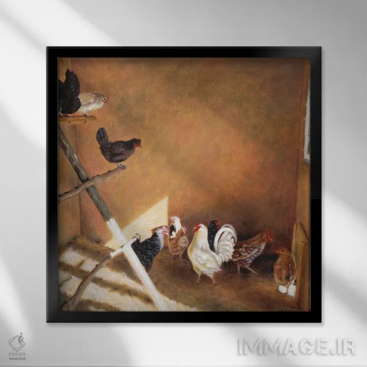 تابلو حرم در کاه (طنز یا استعاره) اثر سیندی روِل - نمای قابدار مشکی