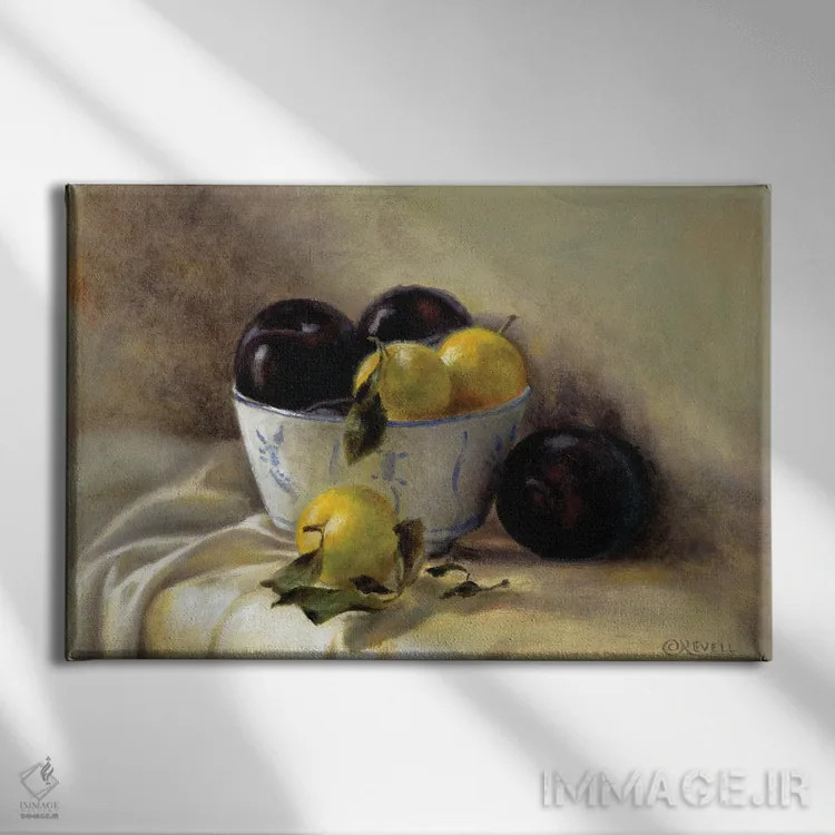 تابلو آلوی طلایی و سیاه اثر سیندی روِل - نمای روبهرو روی دیوار