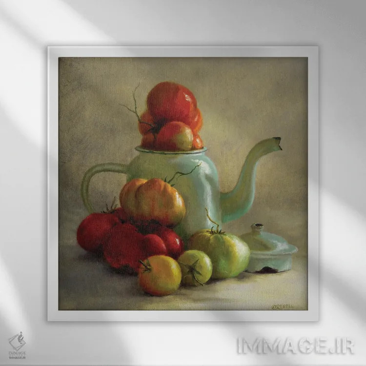 تابلو رسیدن گوجهفرنگیها ۴ اثر سیندی روِل - نمای قابدار سفید