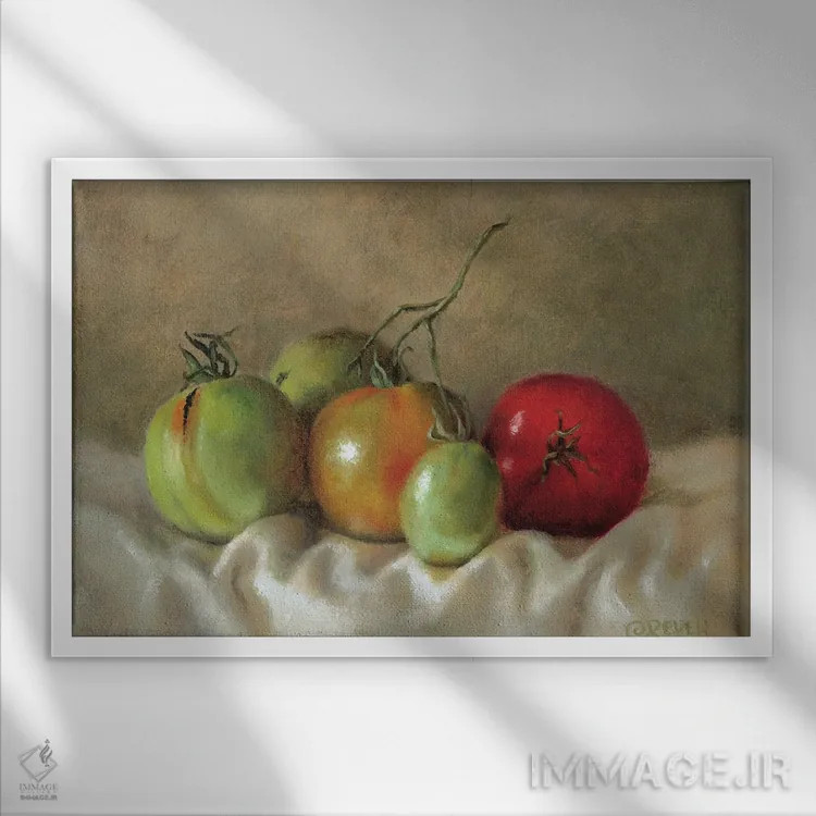 تابلو رسیدن گوجهفرنگیها ۳ اثر سیندی روِل - نمای قابدار سفید