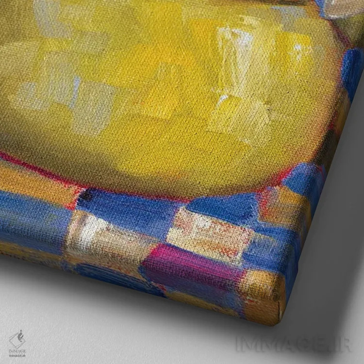 تابلو چای زیر گلهای صدتومانی اثر سیندی روِل - نمای نزدیک بافت بوم