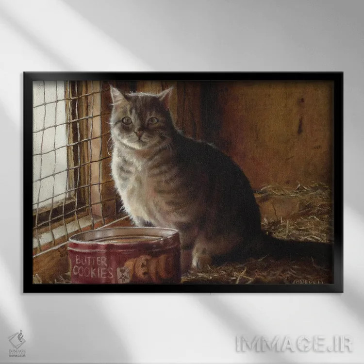 تابلو گربه انباری اثر سیندی روِل - نمای قابدار مشکی