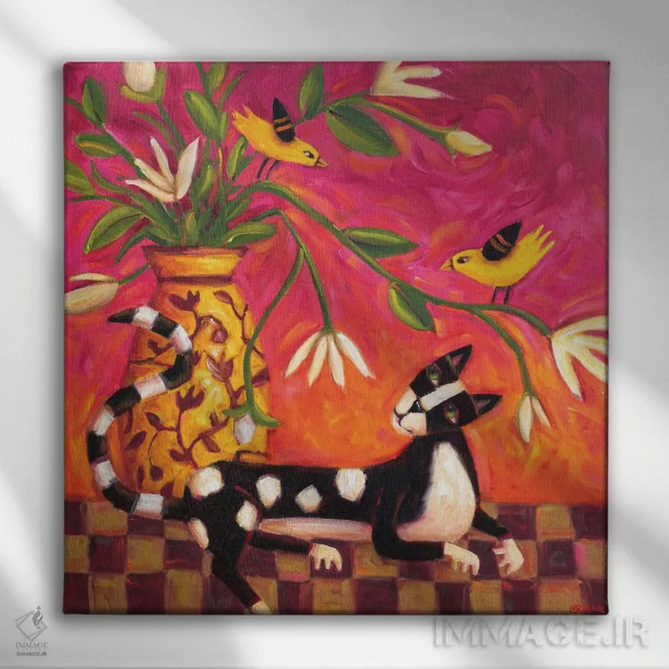 تابلو ترانهٔ فنچ اثر سیندی روِل - نمای روبهرو روی دیوار