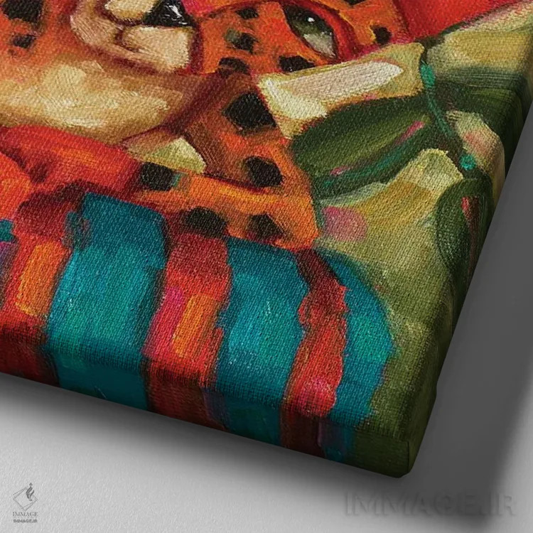 تابلو برخوردها در رنگ صورتی اثر سیندی روِل - نمای نزدیک بافت بوم