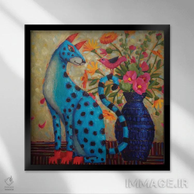 تابلو خرد به رنگ صورتی سخن میگوید اثر سیندی روِل - نمای قابدار مشکی