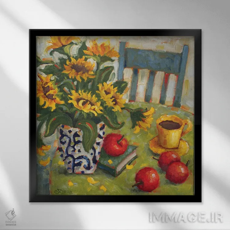 تابلو خورشیدهای دشتی اثر سیندی روِل - نمای قابدار مشکی