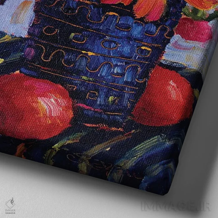 تابلو سرودهای مرغ سیاه به کیهان اثر سیندی روِل - نمای نزدیک بافت بوم