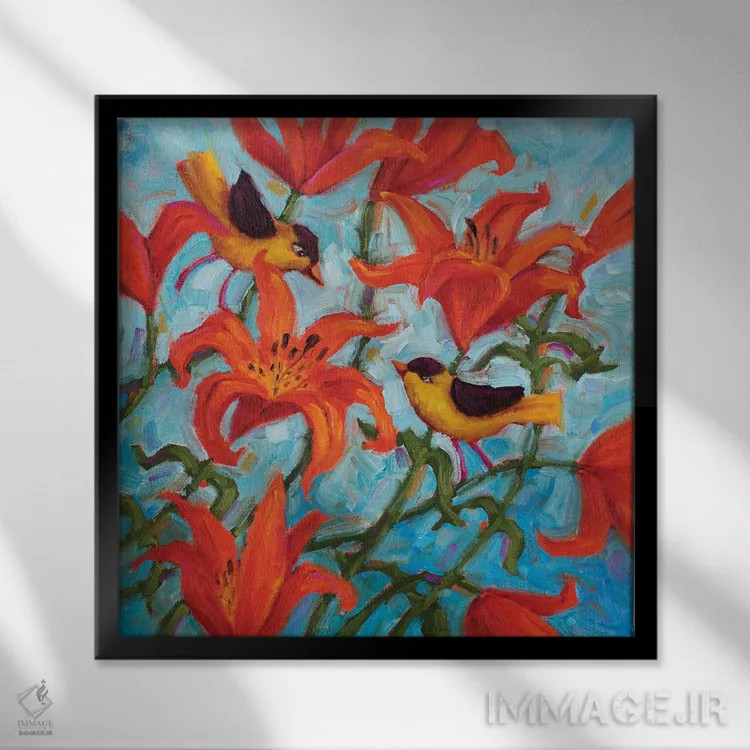 تابلو ملودیهای سوسن غربی اثر سیندی روِل - نمای قابدار مشکی