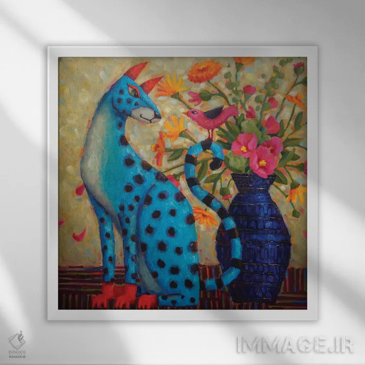 تابلو خرد به رنگ صورتی سخن میگوید اثر سیندی روِل - نمای قابدار سفید