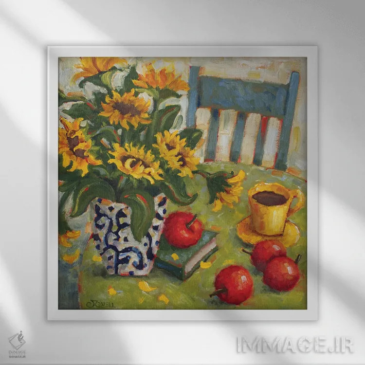 تابلو خورشیدهای دشتی اثر سیندی روِل - نمای قابدار سفید