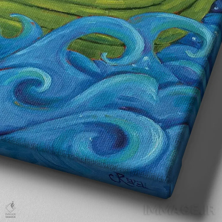 تابلو قایق عشق اثر سیندی روِل - نمای نزدیک بافت بوم