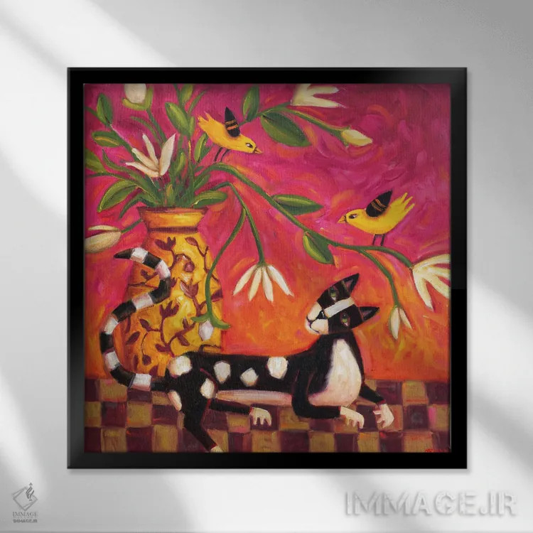 تابلو ترانهٔ فنچ اثر سیندی روِل - نمای قابدار مشکی