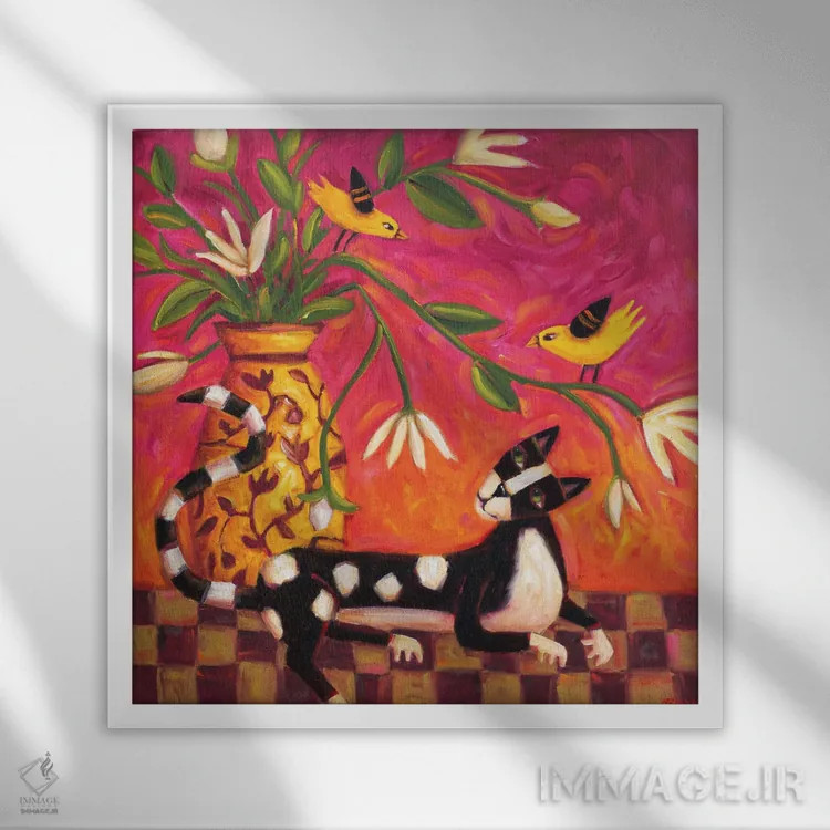 تابلو ترانهٔ فنچ اثر سیندی روِل - نمای قابدار سفید