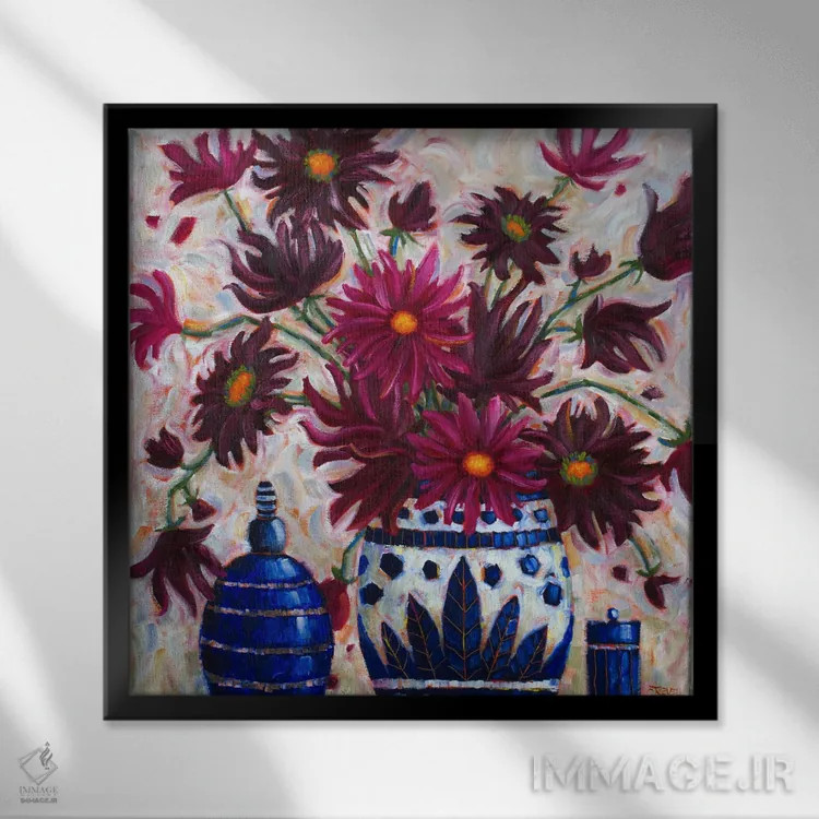 تابلو سرودهای گل کوکب اثر سیندی روِل - نمای قابدار مشکی