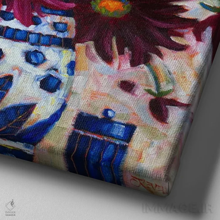 تابلو سرودهای گل کوکب اثر سیندی روِل - نمای نزدیک بافت بوم