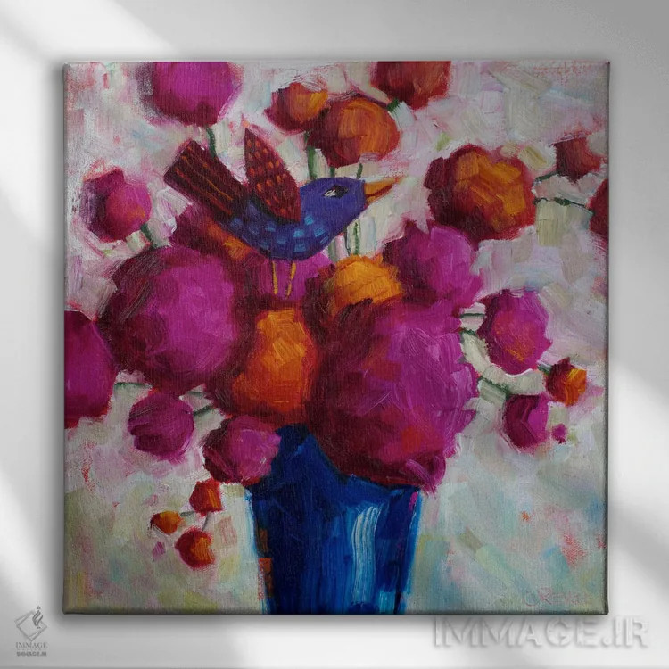 تابلو آوازهای سرخابی اثر سیندی روِل - نمای روبهرو روی دیوار