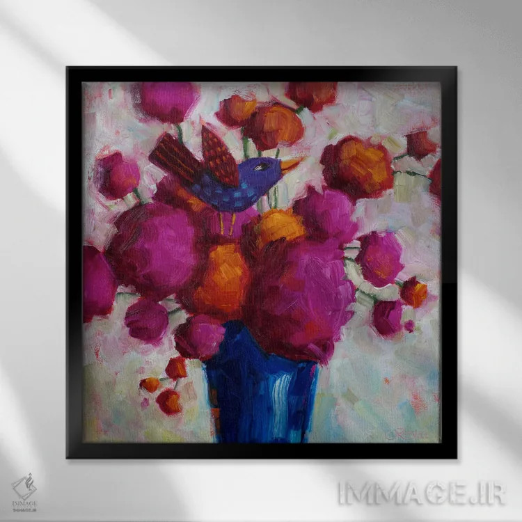 تابلو آوازهای سرخابی اثر سیندی روِل - نمای قابدار مشکی