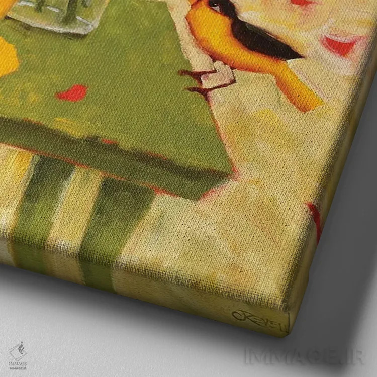 تابلو گفتگوها در ظهر اثر سیندی روِل - نمای نزدیک بافت بوم