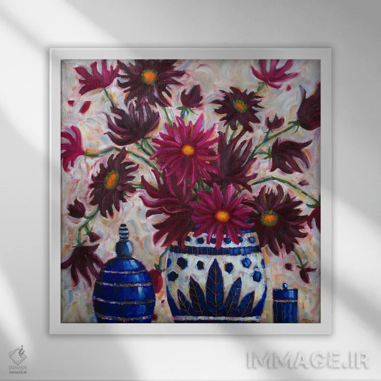 تابلو سرودهای گل کوکب اثر سیندی روِل - نمای قابدار سفید