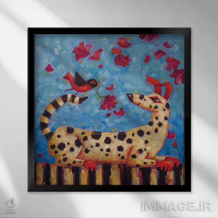 تابلو گشت و گذار در آبی اثر سیندی روِل - نمای قابدار مشکی