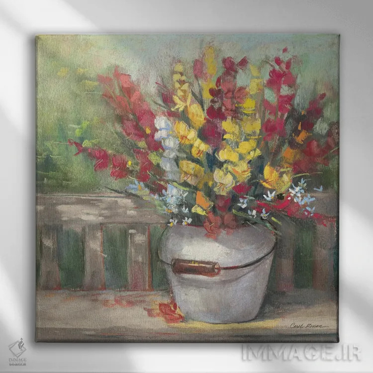 تابلو دستهگل گلاژدها (اسنپدراگون) اثر کارول روان - نمای روبهرو روی دیوار