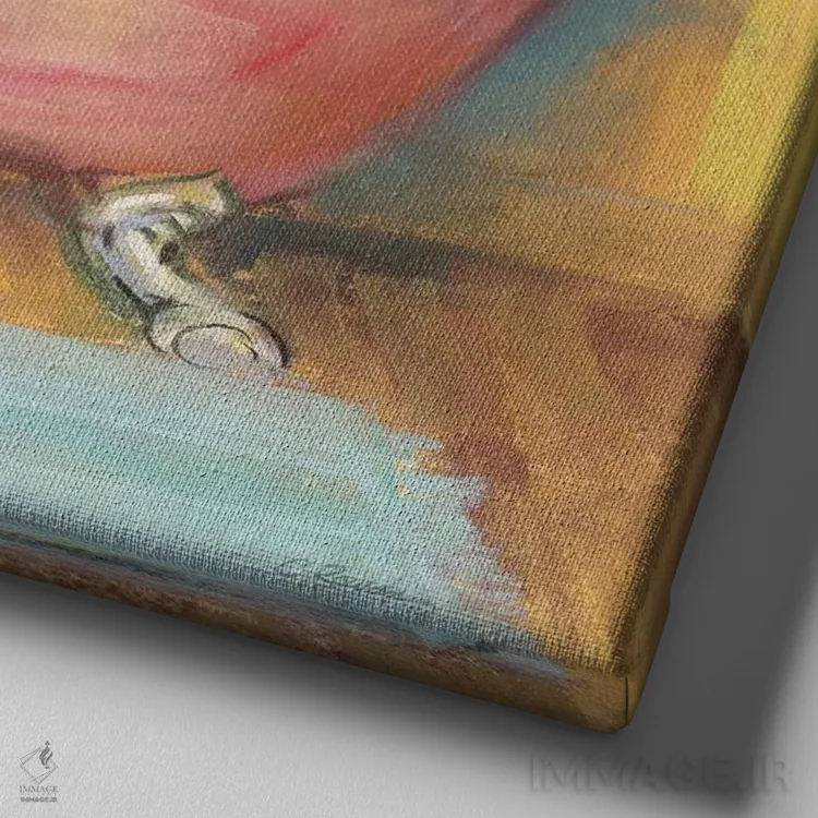 تابلو دستهگل وان حمام شماره دو اثر کارول روان - نمای نزدیک بافت بوم