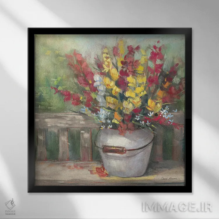 تابلو دستهگل گلاژدها (اسنپدراگون) اثر کارول روان - نمای قابدار مشکی