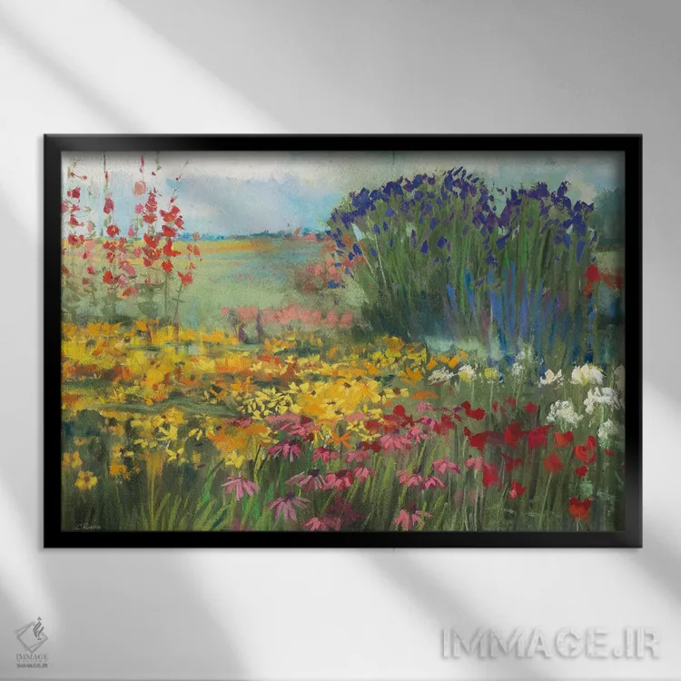 تابلو لبهٔ باغ اثر کارول روان - نمای قابدار مشکی