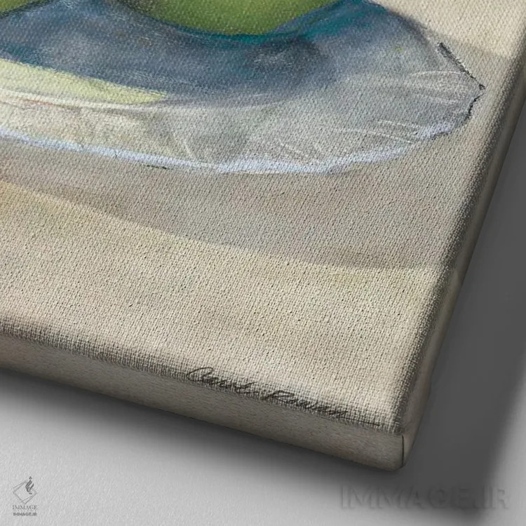 تابلو سیب سبز یک (خنثی) اثر کارول روان - نمای نزدیک بافت بوم