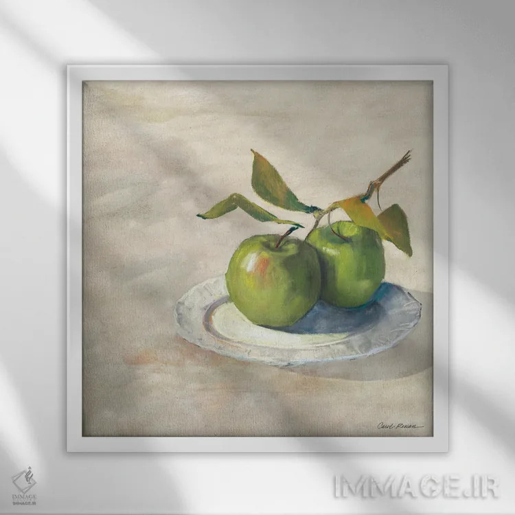 تابلو سیب سبز یک (خنثی) اثر کارول روان - نمای قابدار سفید