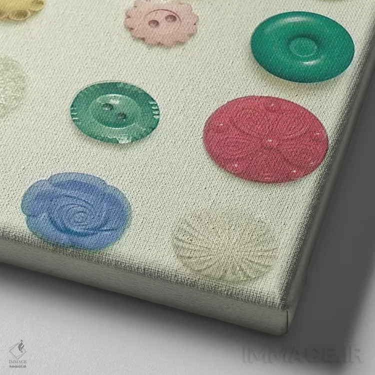 تابلو مجموعه دکمهها اثر کاسیا بک - نمای نزدیک بافت بوم