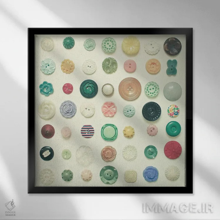 تابلو مجموعه دکمهها اثر کاسیا بک - نمای قابدار مشکی