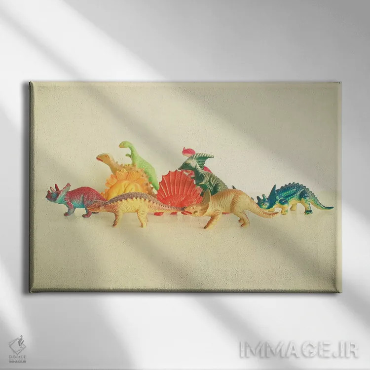 تابلو قدم زدن با دایناسورها اثر کاسیا بک - نمای روبهرو روی دیوار