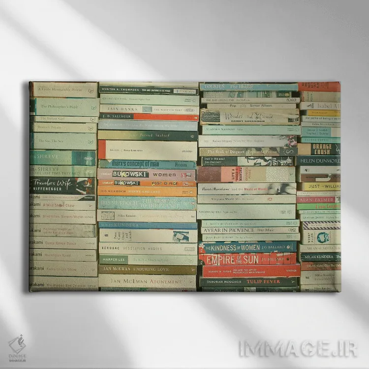 تابلو چشمانداز کرم کتاب اثر کاسیا بک - نمای روبهرو روی دیوار