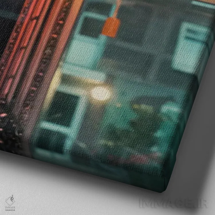 تابلو بازارچهٔ کاهفروشان (فروش اجناس دست دوم) اثر کاسیا بک - نمای نزدیک بافت بوم